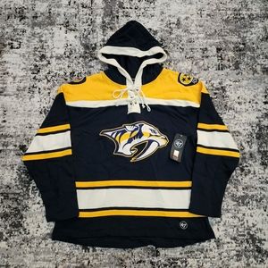 Nashville Predators NHL '47 Superior Jersey Hoodie Men's Size XL Hockey Navy NWT